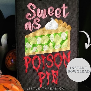 Sweet as Poison Pie cross stitch pattern, PDF instant download, spooky, Halloween, gothic