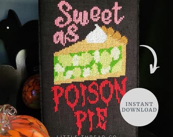 Patrón de punto de cruz "dulce como pastel venenoso", descarga instantánea en PDF, espeluznante, Halloween, gótico