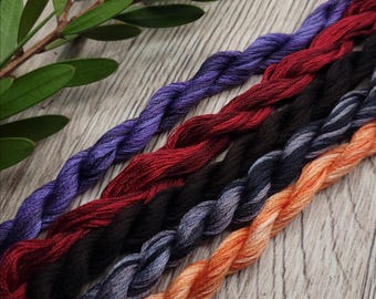 Hilo de bordar teñido a mano con diseño de puesta de sol sobre incendios forestales – Colección australiana