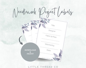 Etiquetas imprimibles para proyectos de bordado – Seguimiento de costuras con descarga digital – Tarjeta organizadora de manualidades con temática de eucalipto