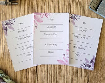 Tarjetas de proyectos de bordado • Rastreador de trabajos en proceso de costura, diseño de eucalipto