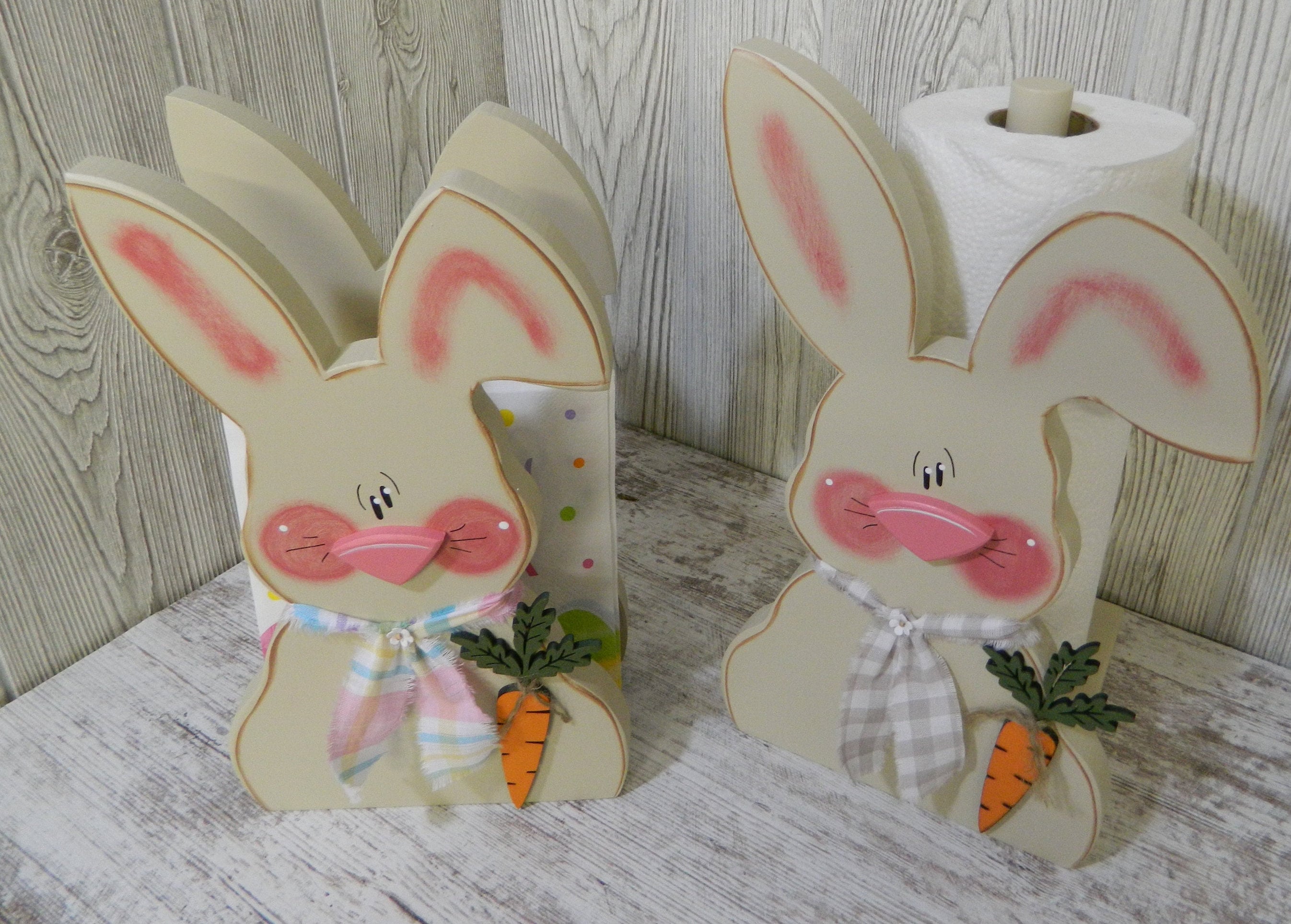 Bunny Napkin and Paper Towel Holder Set Etsy