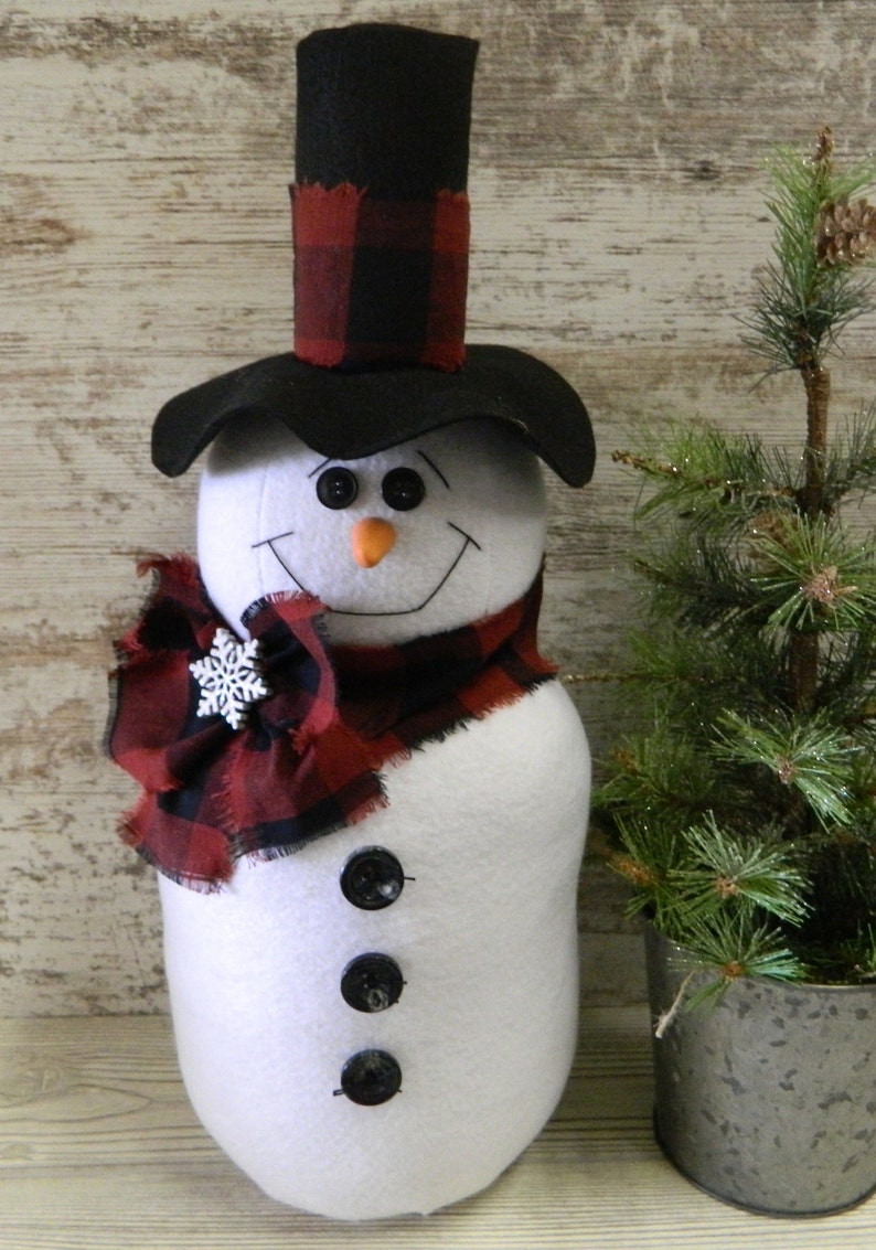 Fabric Snowman With Buffalo Check Material/winter Etsy
