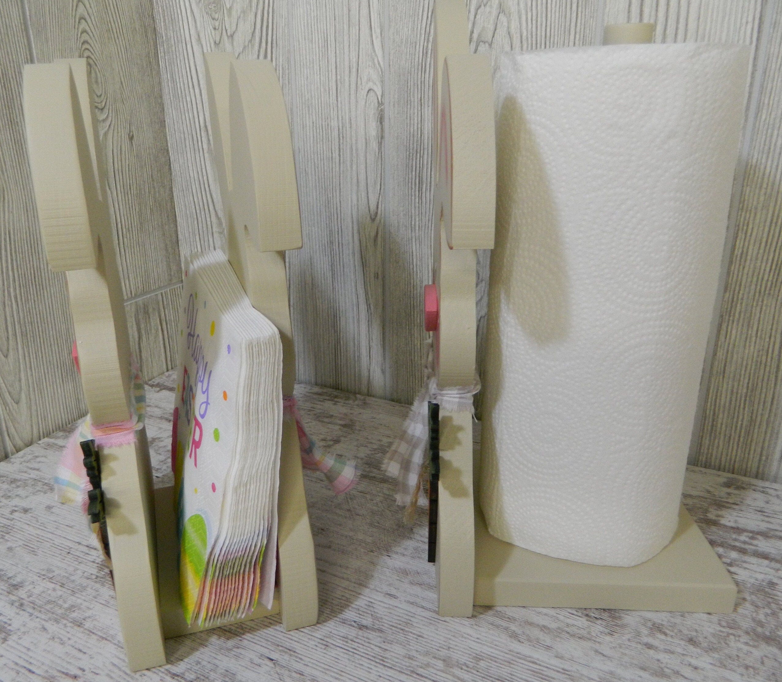 Bunny Napkin and Paper Towel Holder Set Etsy