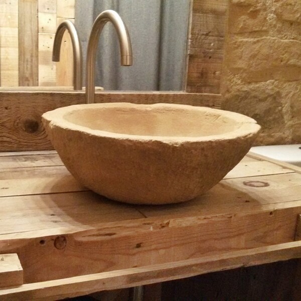 handmade counter top stone bathroom sink 41x14 cm