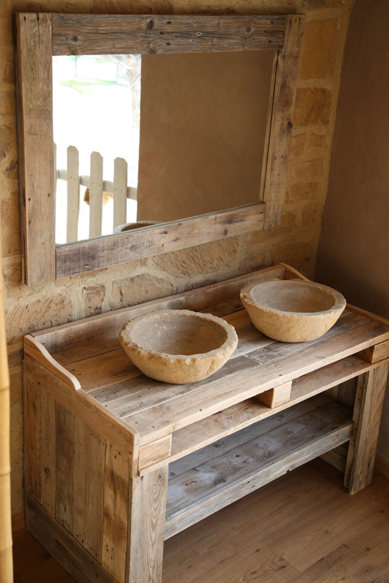 BATHROOM made from recycled pallet wood with washbasins in