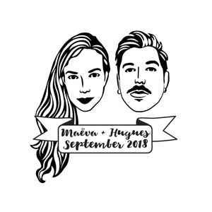 Couple portrait tattoo, Custom Temporary Tattoos, Wedding Bride gift, Wedding favors for guest, Engagement Party, Wedding tattoo, Hand-Drawn image 2