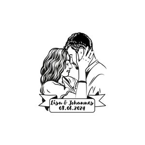 Couple portrait tattoo, Custom Temporary Tattoos, Wedding Bride gift, Wedding favors for guest, Engagement Party Wedding tattoo, tattoos image 3