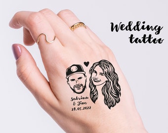 Wedding favors for guests Wedding tattoo Couple portrait tattoo Wedding tem tattoos