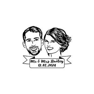 Make your celebration unforgettable with custom temporary tattoos featuring portraits of a young couple. A unique gift for guests and a fun addition to any event.