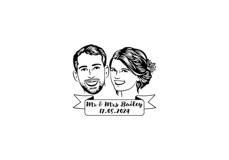 Make your celebration unforgettable with custom temporary tattoos featuring portraits of a young couple. A unique gift for guests and a fun addition to any event.