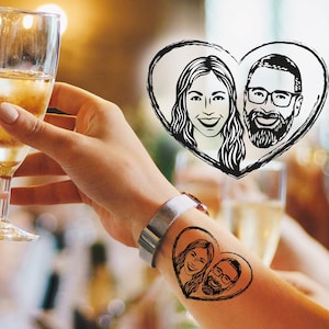 Custom Couple Portrait Temporary Tattoos: Unique Wedding Favors