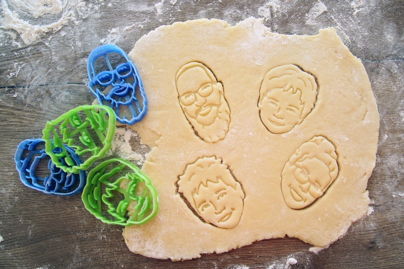 Your family face on to a custom portrait cookie cutter.