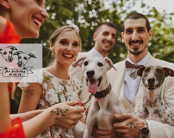 Dog Portrait Tattoos, Couple pet tattoo, Custom Temporary Tattoos, Wedding Bride gift, dog tattoo, Cat tattoo, A wedding gift for cat lovers