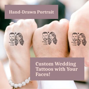Custom Couple Portrait Temporary Tattoos: Unique Wedding Favors