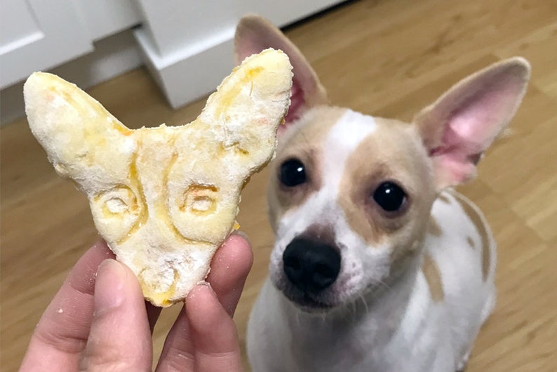 Your dog face onto a custom portrait cookie cutter.