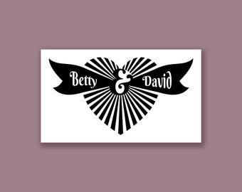 Set de tatuajes temporales de corazón personalizados para parejas: recuerdos para bodas y despedidas de soltera