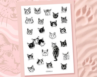 Cat Temporary Tattoo, Cat Temporary Tattoos for feline lovers, cute cat tats, For cat lovers, cat illustration, cats temporary tattoos