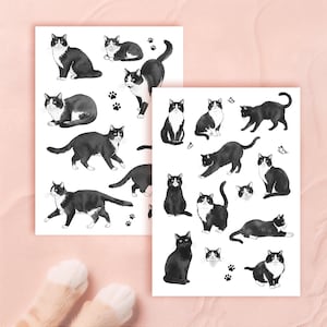 Tatuaje temporal de gato, gatos falsos, tatuaje de gatos pequeños, dibujo de gatos lindos, tatuaje de gato lindo, para amantes de los gatos, ilustración de gato, tatuaje temporal de gatos