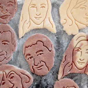 Your friend face onto a custom portrait cookie cutter.
Custom Portrait Cookie cutter is the perfect way to surprise your friends.
Turn yourself into a delicious sugary snack by making cookies using these custom portrait cookie cutters. Christmas.