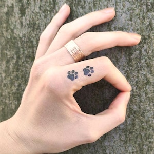 Set de tatuajes temporales de huellas de mascotas: regalo para amantes de los perros y los gatos (12 unidades)