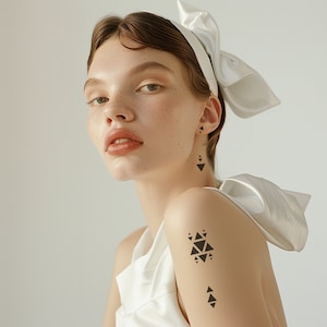 Temporary Triangle Tattoo, Set of 2 × A6 Sheets, Nail stickers, Small temporary tattoo, Geometric Earring tattoo,  fake tattoo, beach tattoo