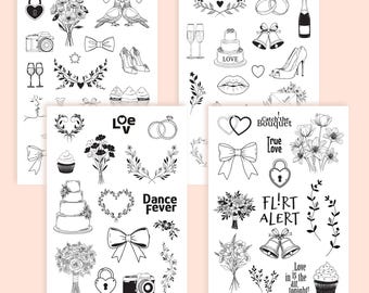 Set de tatuajes temporales para boda: diseños minimalistas, regalos para despedida de soltera