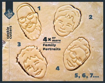 Family portrait, 4 x portrait and more, Cookie cutter, Personalized gift, Custom Selfie Cookie Cutter, Portrait cookie cutter, Xmas gift