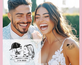 Tatuajes temporales de retratos de pareja personalizados: un recuerdo de boda único