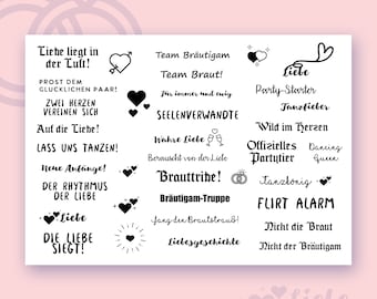 Temporary Deutsche Hochzeit Tattoos, Fun Bridal Tattoos, Fake wedding Tattoos, Quote wedding tattoos, Party sentences, wedding favors tattoo