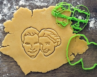 Cortador de galletas con retrato de pareja personalizado – Sello de fondant personalizado