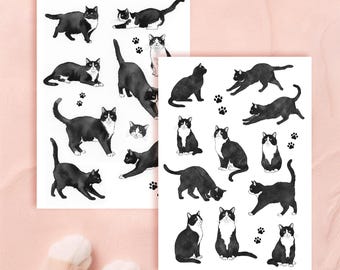 Paquete de tatuajes temporales de gatos lindos para amantes de los gatos, tatuaje temporal de gato, gatos falsos, tatuaje de gatos pequeños