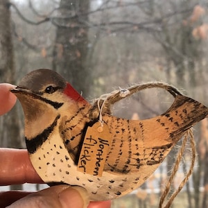 Northern Flicker Woodpecker hand painted hanging window charm ,ornament