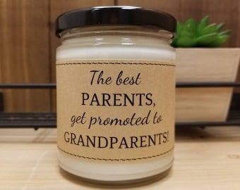 Pregnancy Announcement Soy Candle, Promoted to Grandparents Gift
