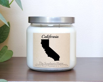 California Candle, California State Candle, Homesick Candle, Personalized Candles, Soy Candles, Hostess Gift, Moving gift, Custom Labels