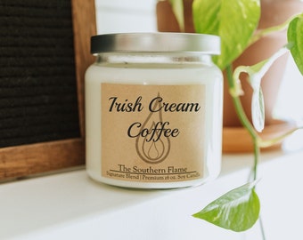 Irish Cream Coffee Soy Candle, Coffee Candle, Irish, Personalized Message on Back, Custom Labels, Birthday Message, Free Shipping in USA