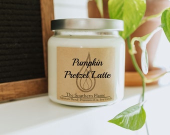 PUMPKIN PRETZEL LATTE Odor Eliminating Soy Candle Free Shipping The Southern Flame Wax Melts Room Spray Reed Diffuser Soy Candles