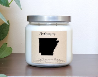 Arkansas Soy Candle, Personalized Message, Homesick Gift