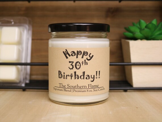 Happy 30th Birthday Candle Happy Birthday Birthday Gift Etsy