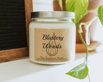 BLUSTERY WOODS Odor Eliminating Soy Candle Free Shipping The Southern Flame Wax Melts Room Spray Reed Diffuser Soy Candles
