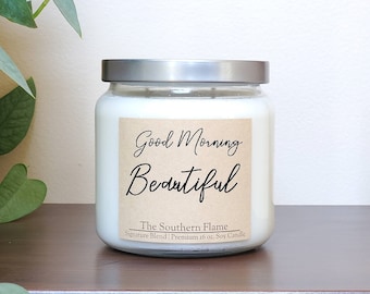 Good Morning Beautiful, Valentine Day Gift, Gift for her, Free Shipping Candles, Long Distance Relationship, Military Deployment, I love you