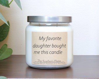 Happy Mothers Day Candle, Favorite Daughter Child, Mother's Day Gift, Free Shipping, Personalized Candle, Custom Labels, Birthday Gift