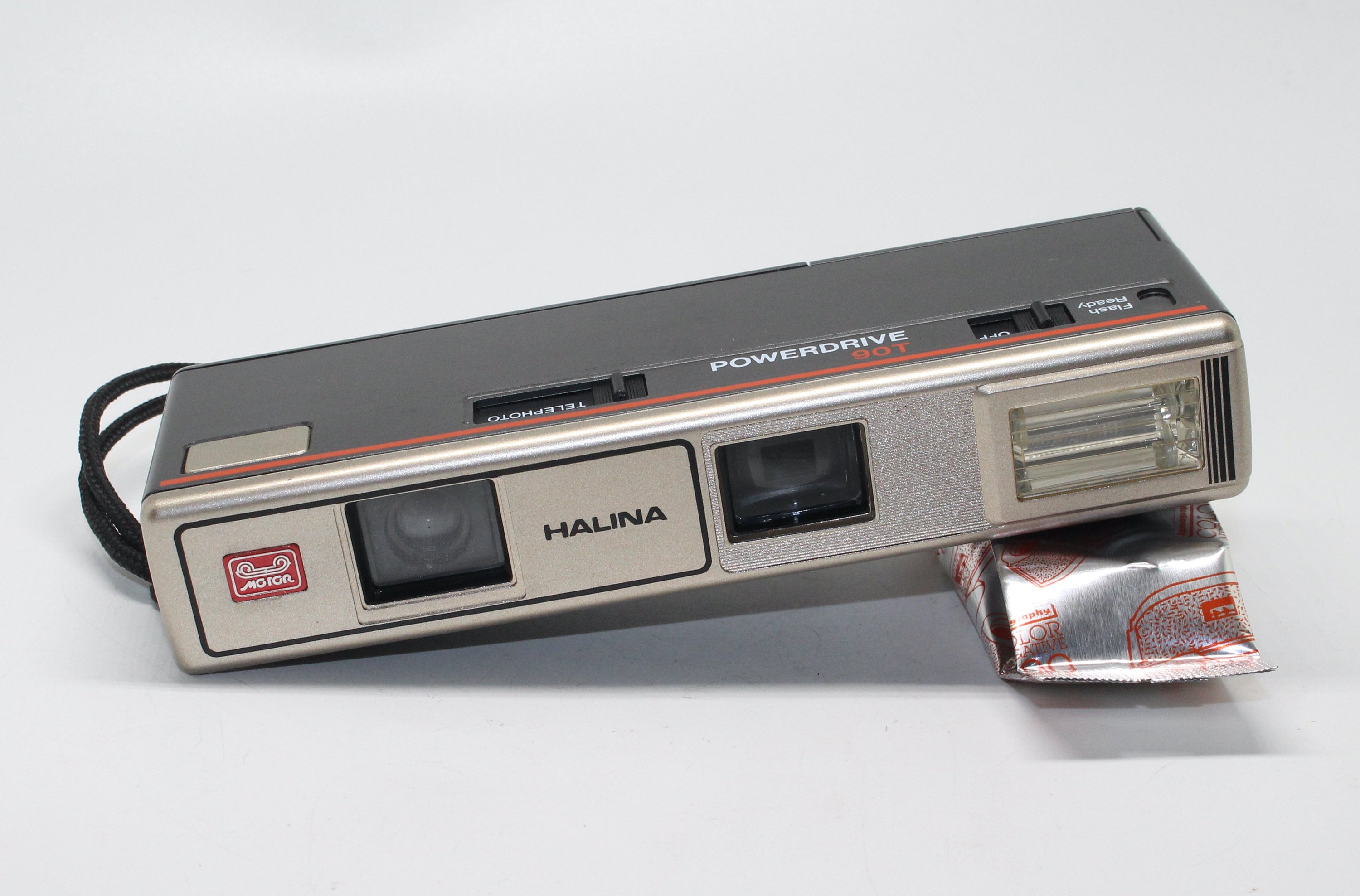 Halina Vintage '80s PowerDrive 90T Sub Mini 110 Film Camera, strap, retail  box and new Lomography film – Very good condition and tested