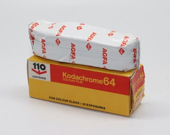 Vintage Kodak Kodachrome 64 and AGFA 110 Film Cartridges - Expired in 1980 and still sealed