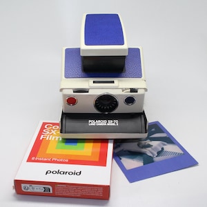 Polaroid SX-70 Land Camera Model 2 with brand-new film and white/blue finish – Very good condition and tested - A retro classic! c.1974