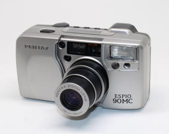 1997 Pentax Espio 90 MC 35mm Film Camera with box, case & manual