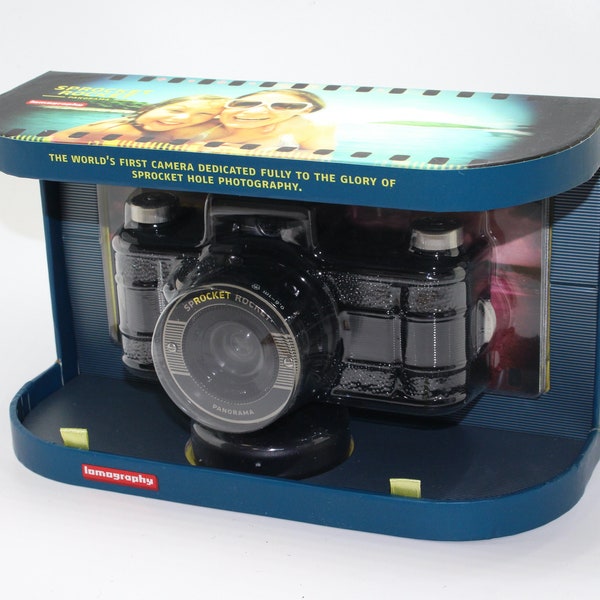 Sprocket Rocket 35mm Film Camera with super-wide panoramic lens, multiple-exposures and sprockets!  Made by Lomography