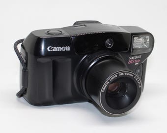 1995 Canon Sure Shot 80 Tele 35mm Film Compact Camera with case/box - Tested
