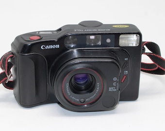 Vintage Canon Sure Shot Tele 35mm Film Camera - c.1986 with case - Tested