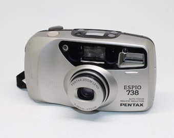 1990s Pentax Espio 738 Film Camera: 38-70mm Zoom, Retro 35mm with Case